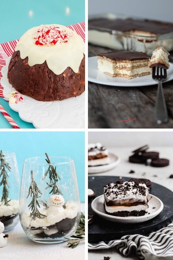 collage of no bake desserts for the holidays