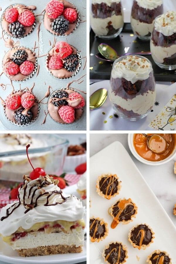 collage of no bake desserts for the holidays