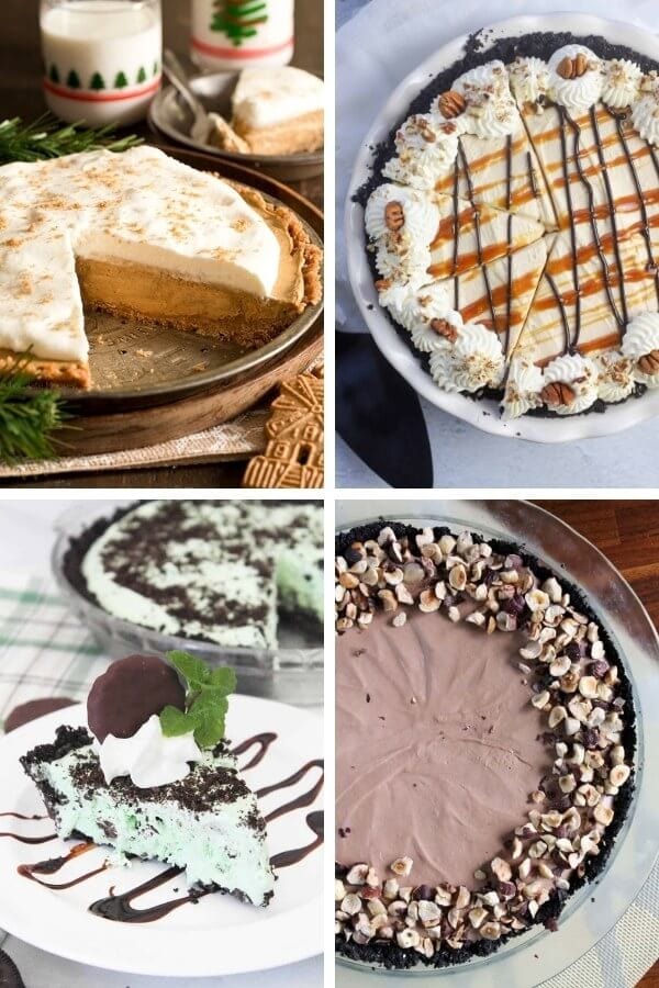 collage of no-bake holiday pies