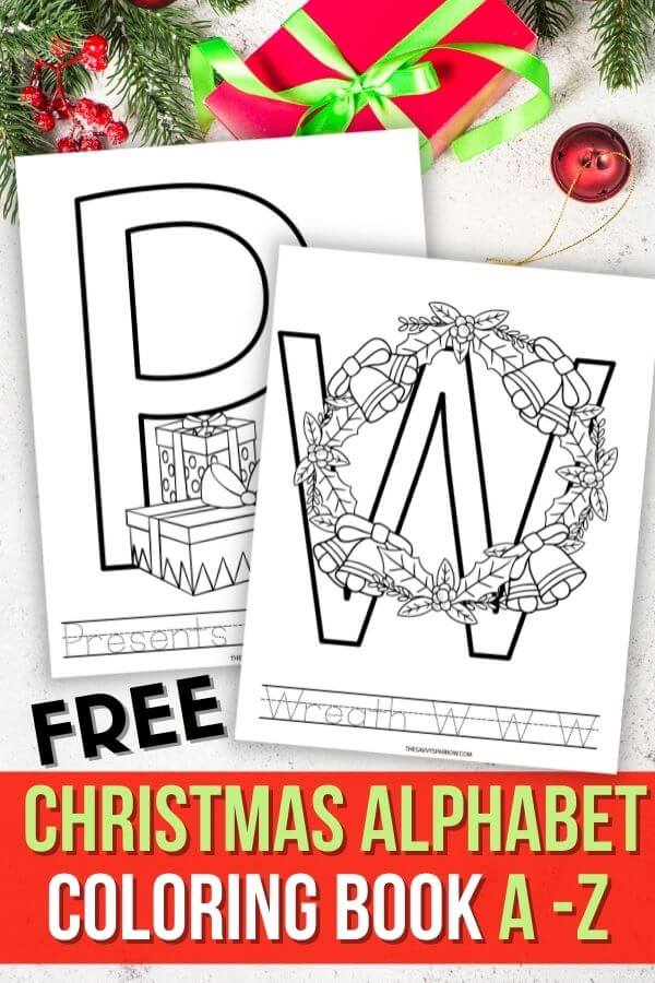 free Christmas alphabet coloring book pages
