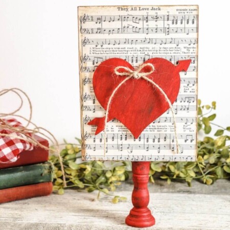 DIY Valentines sign craft on a table