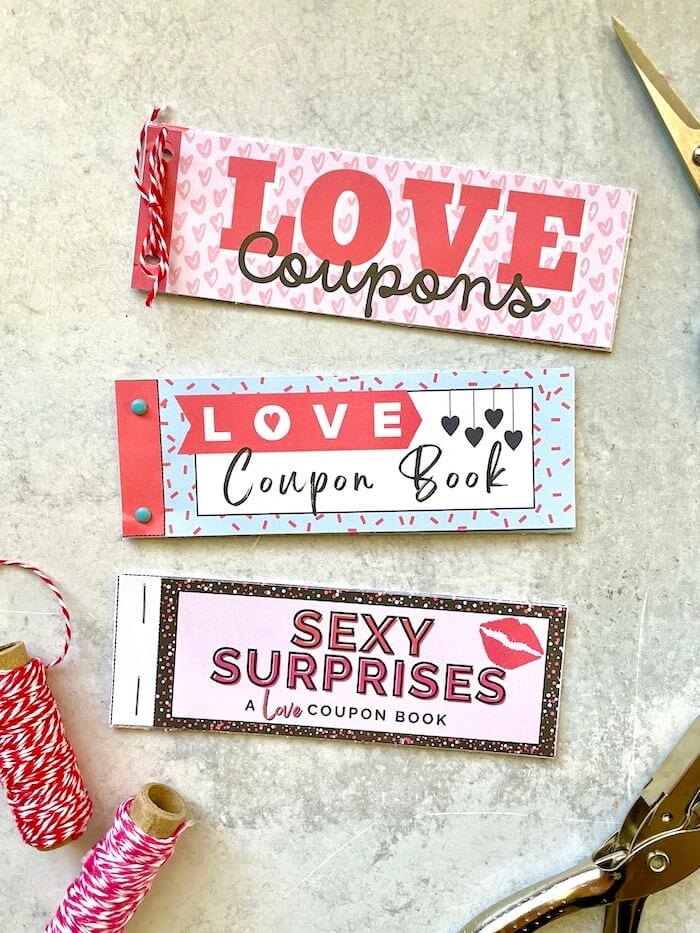 3 different printable love coupon books