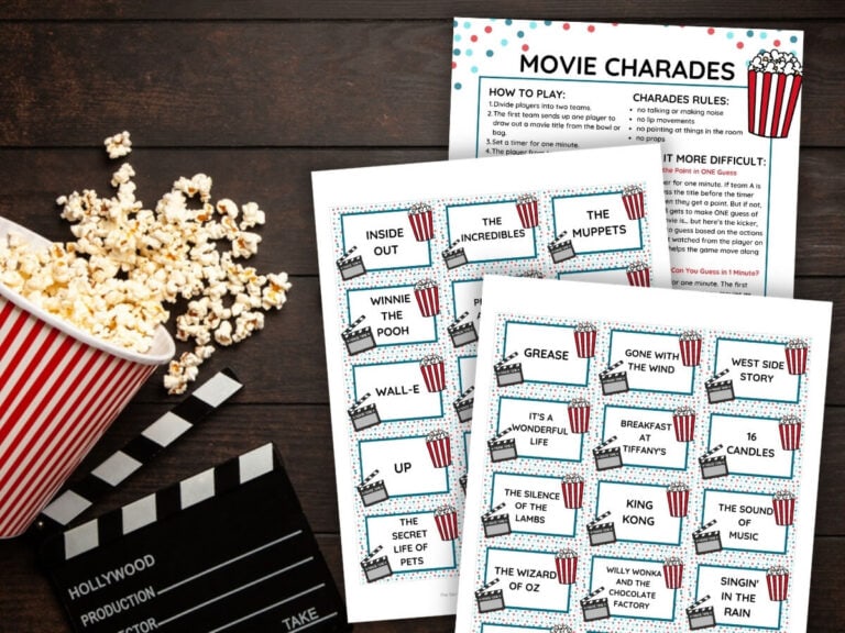 movie charades printable cards