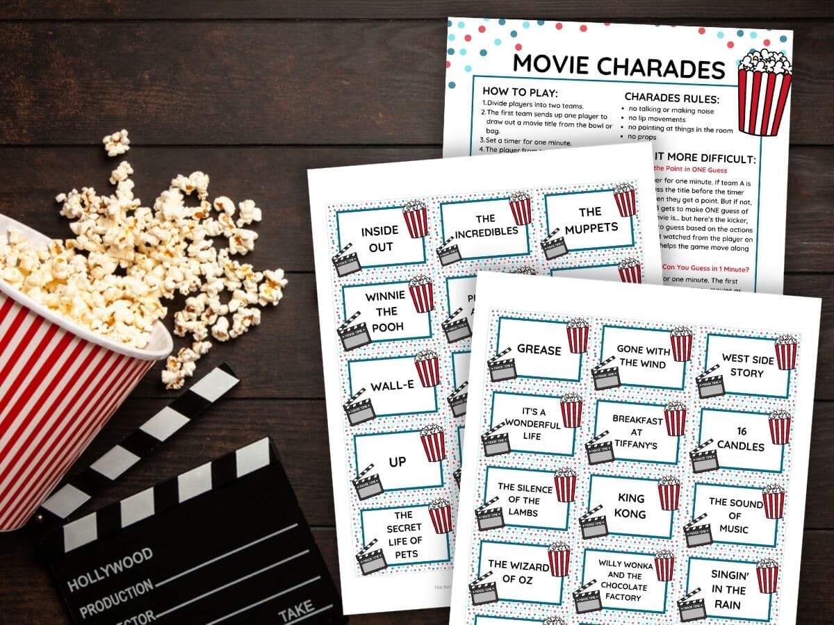 Movie Charades How to Play, List of Movies, & Printable Cards