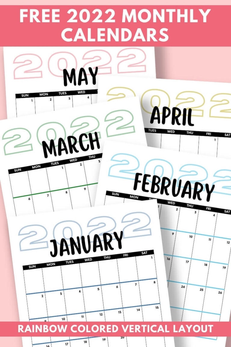 Free Printable Monthly Calendar for 2022- 4 Calendar PDFs to Print Now!