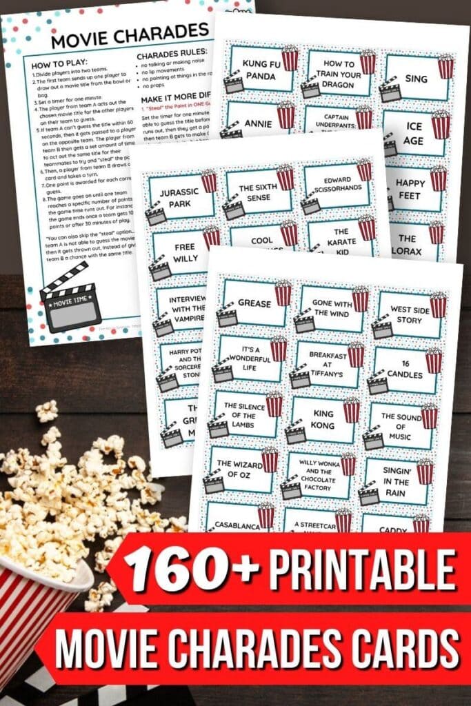 printable movie charades cards