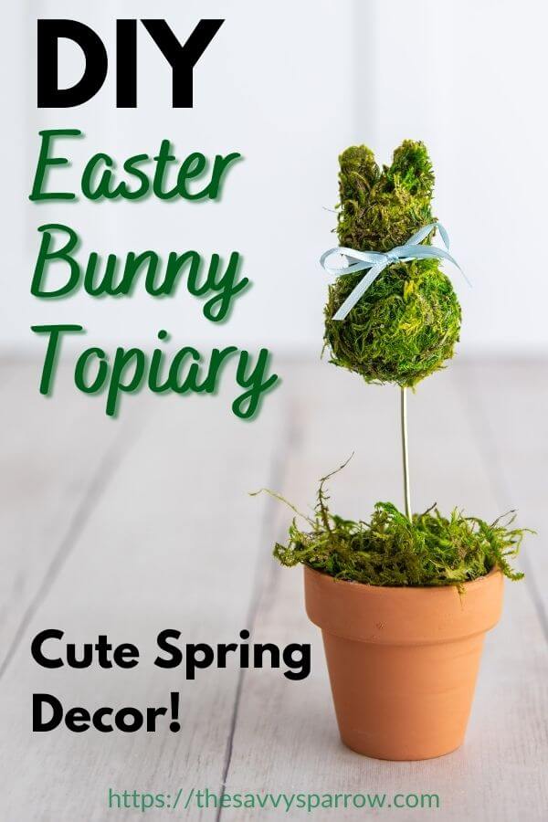 DIY Easter bunny topiary craft Pinterest graphic