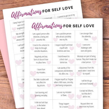 printable list of self love affirmations