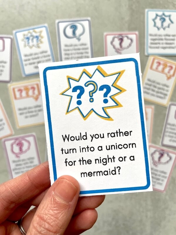 a would you rather question for kids printable card