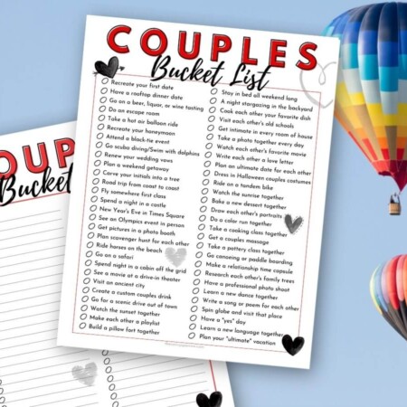 free printable couples bucket list templates