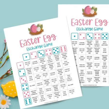 printable Easter egg exchange dice game