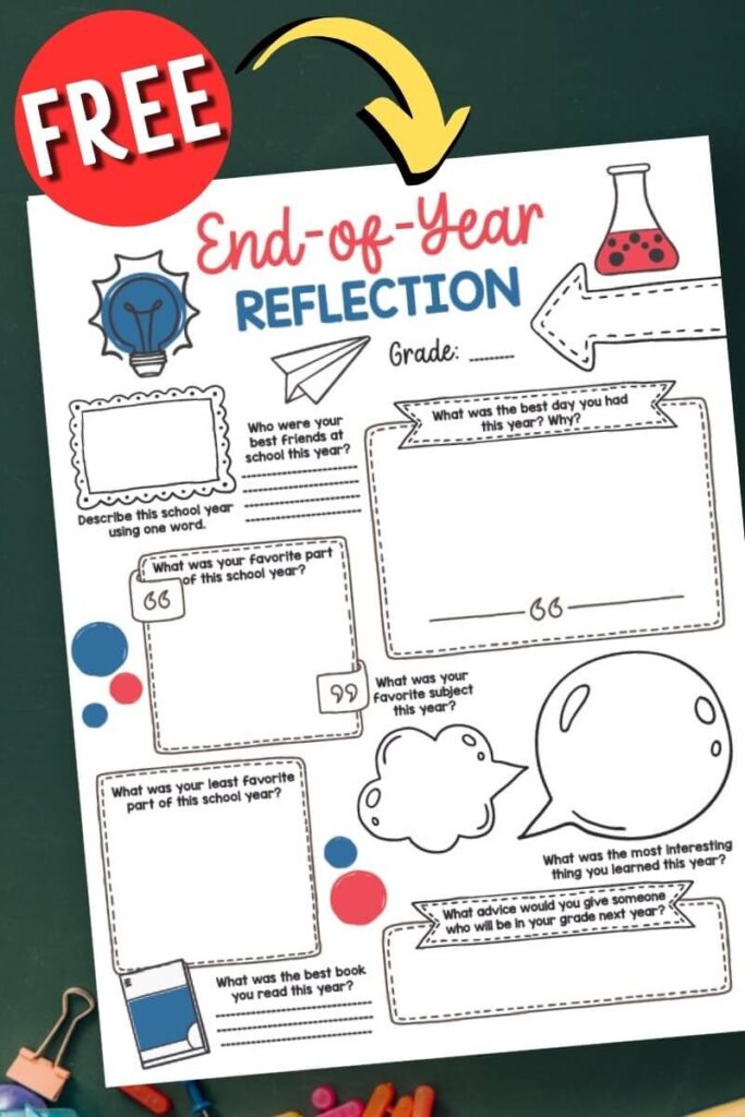 end of year reflection worksheet for kids