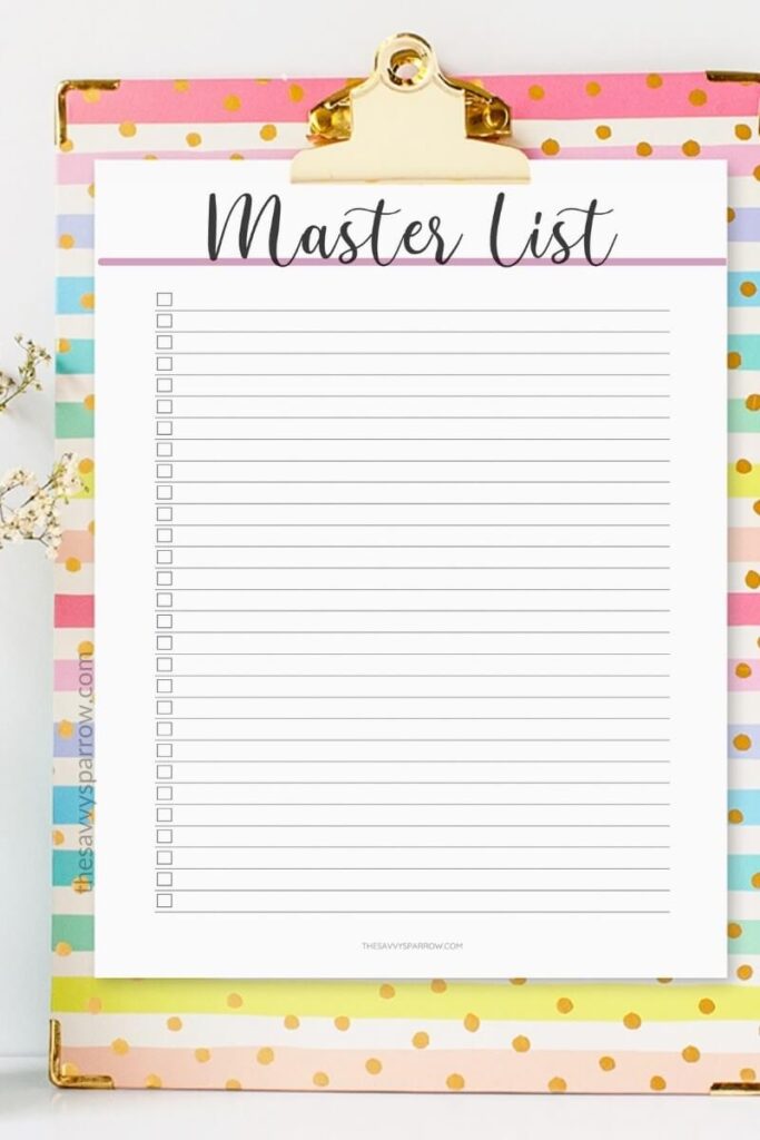 modern printable master list