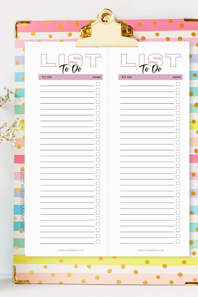 printable 2 column to do list