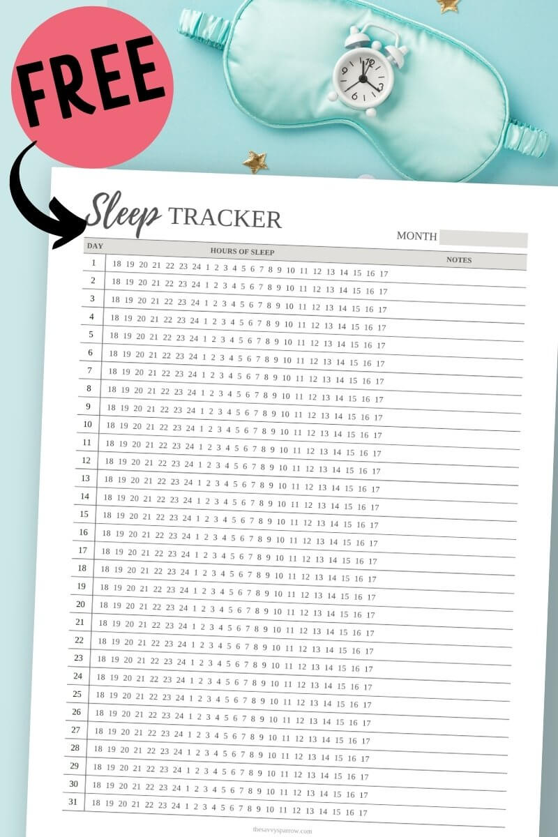 Free Printable Sleep Log to Track Your Sleep Hours