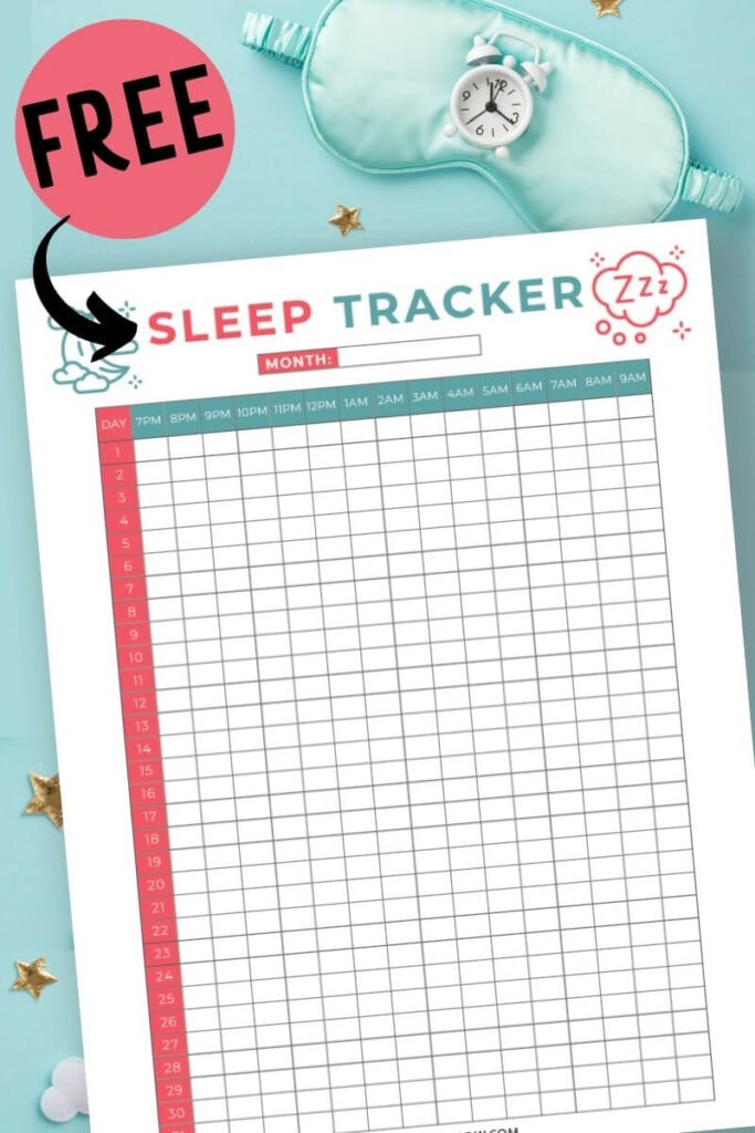 free sleep tracker colored PDF