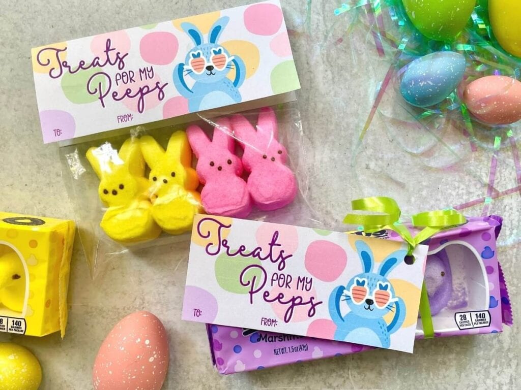 treats for my peeps gift tags attached to peeps candy