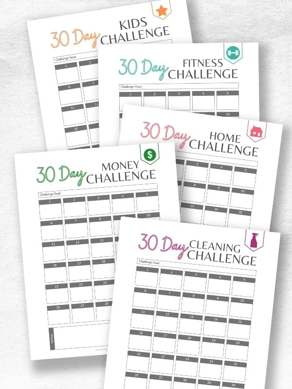 30 day challenge worksheets