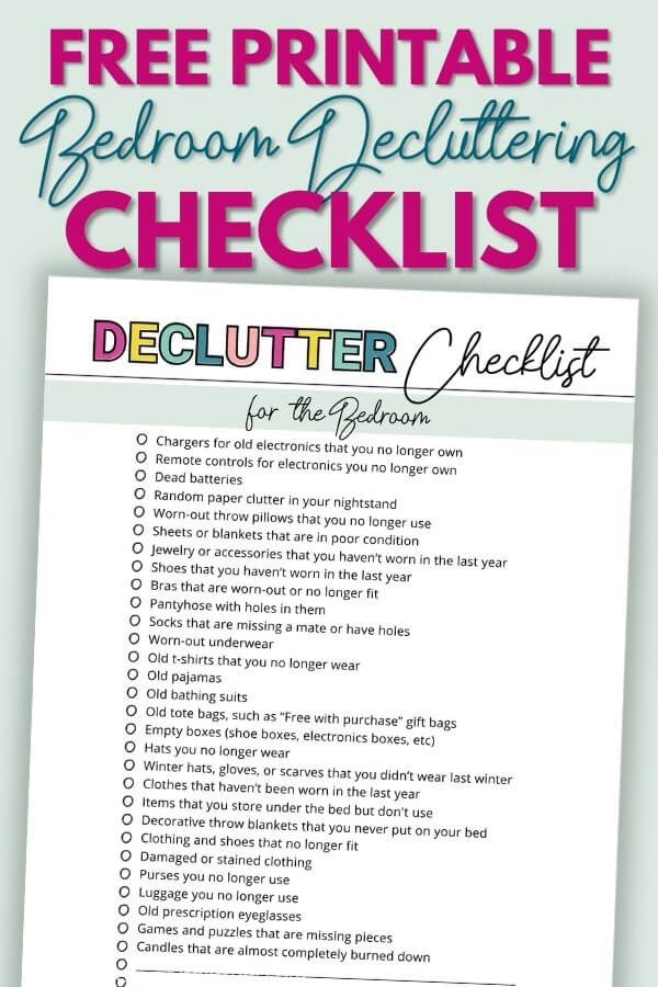 The Ultimate Household Chores List And Free Printable Template   Bedroom Decluttering Checklist 