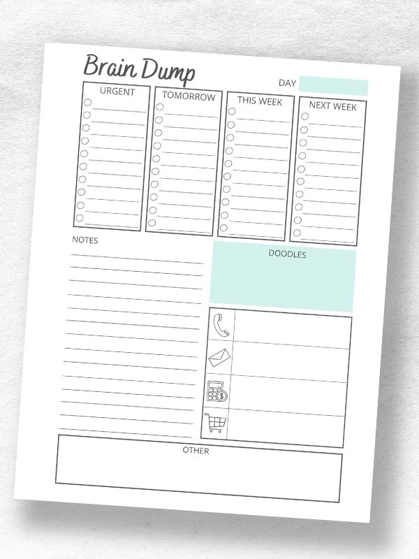 brain dump worksheet pdf