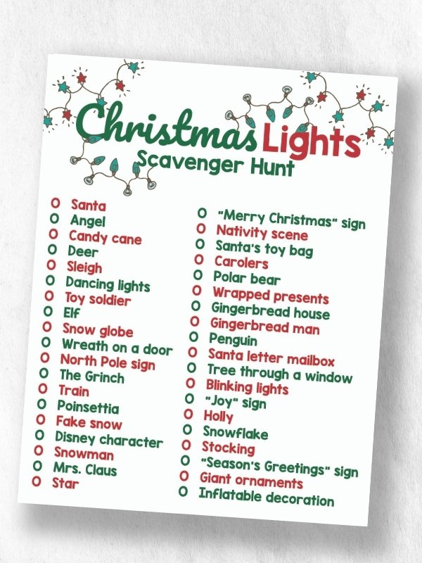 christmas lights scavenger hunt pdf