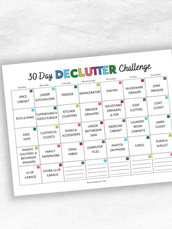 decluttering calendar