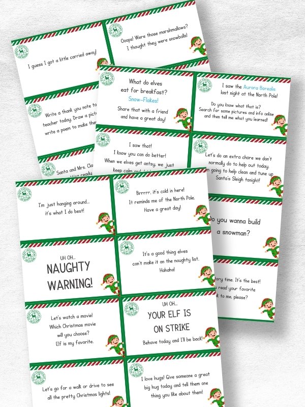 printable elf on the shelf notes