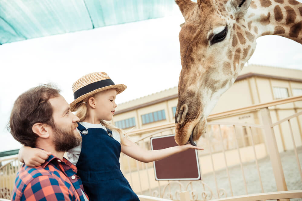 father and daughter at the zoo