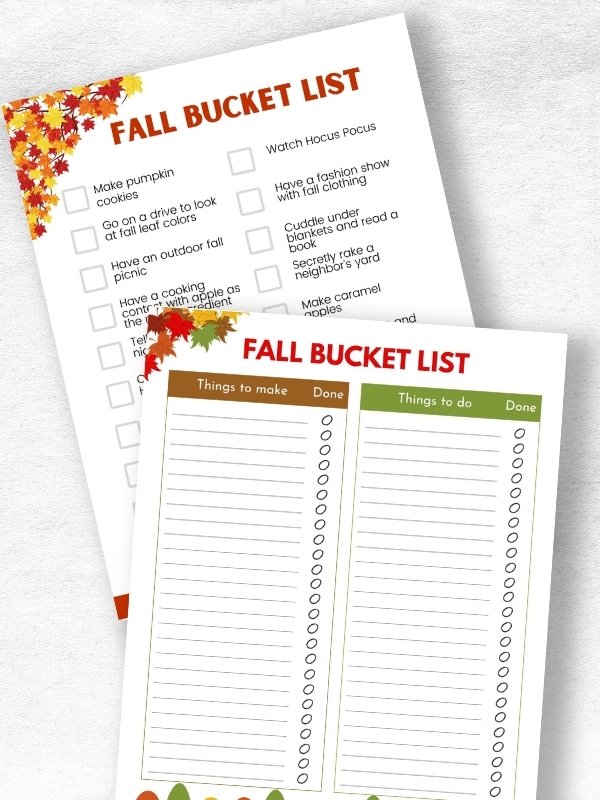 fall bucket list templates