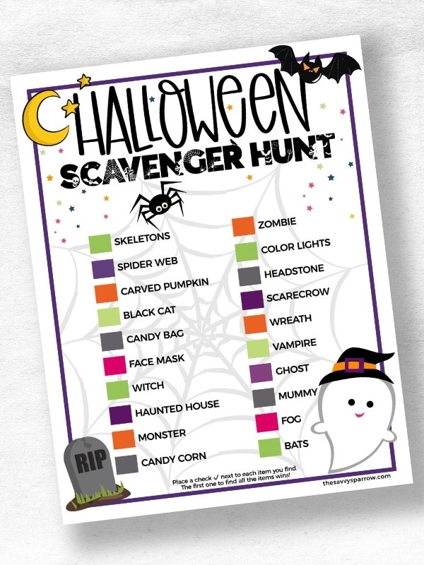 Halloween scavenger hunt printable