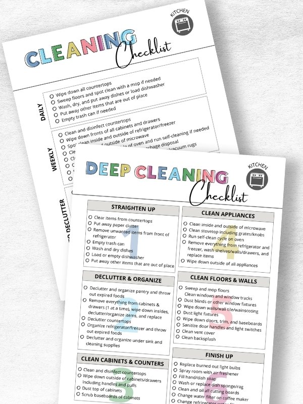 kitchen cleaning checklists
