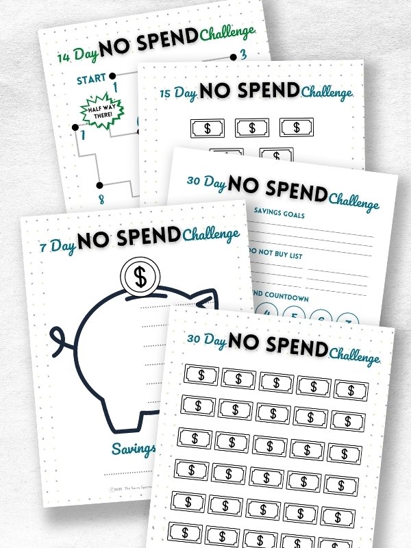 no spend challenge worksheets