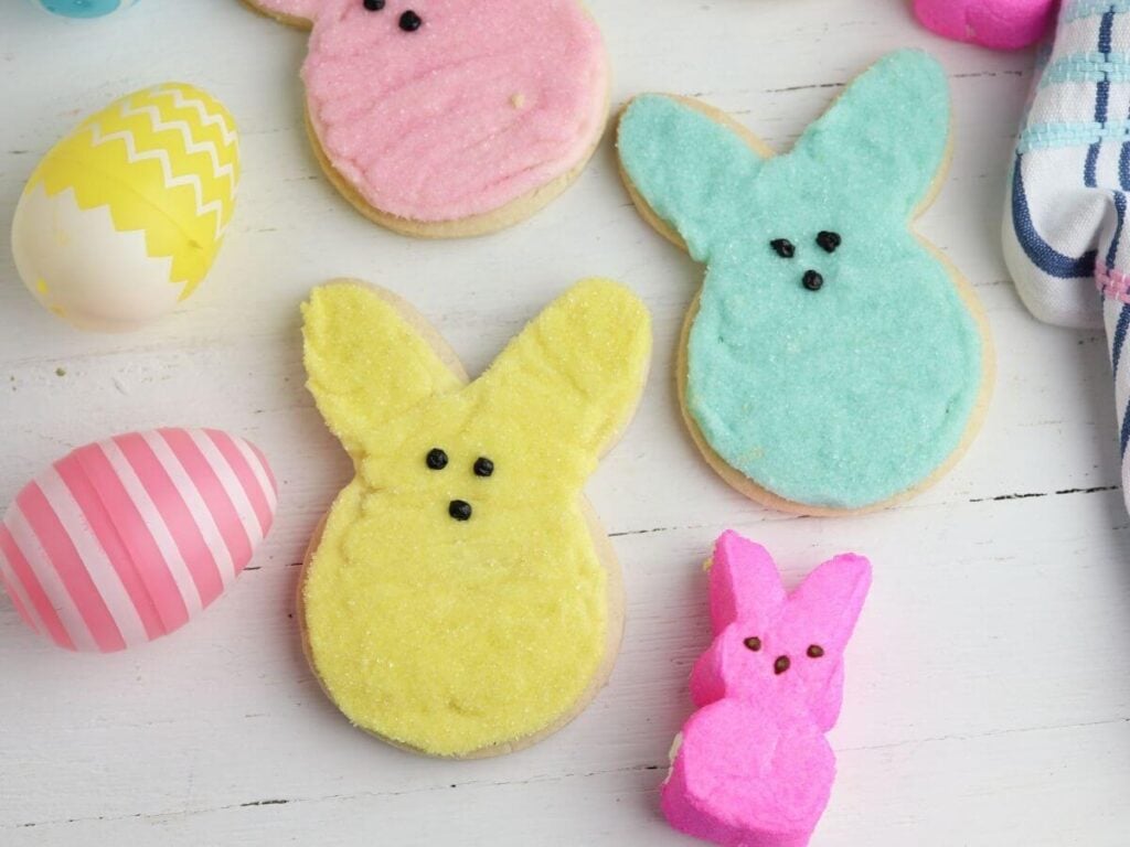 Peeps shaped Easter bunny sugar cookies