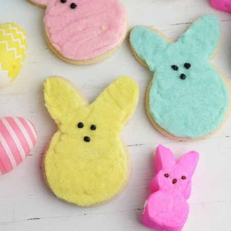 Peeps shaped Easter bunny sugar cookies