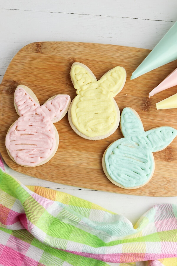 bunny sugar cookies iced with pastel color icing