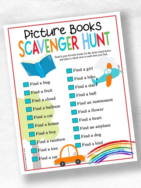 picture book scavenger hunt checklist