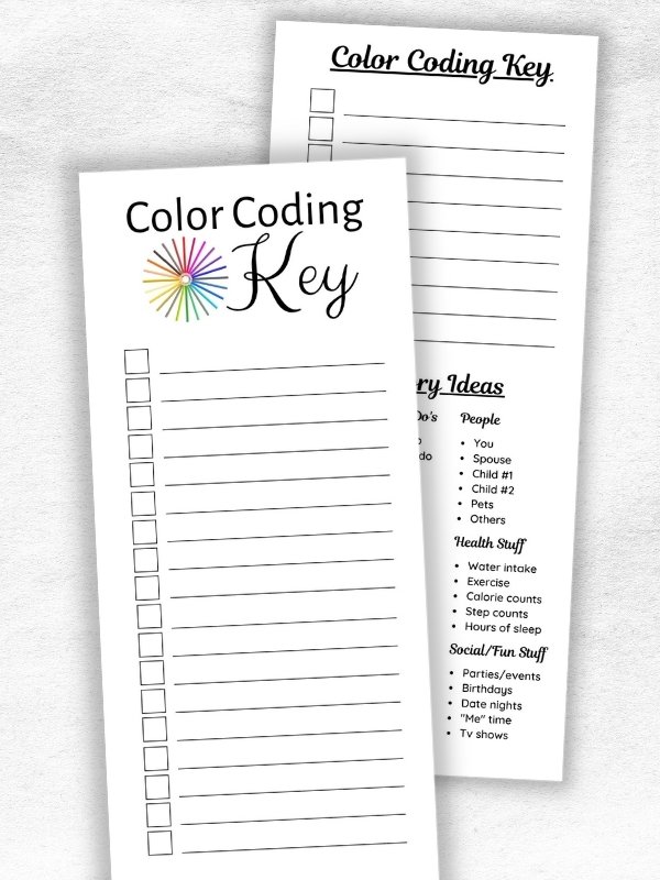 planner color coding key