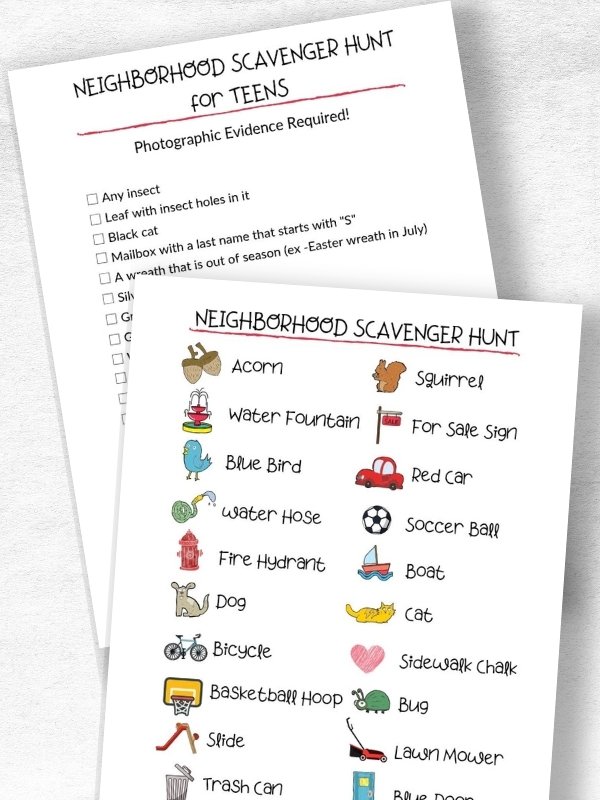 neighborhood scavenger hunt pdf