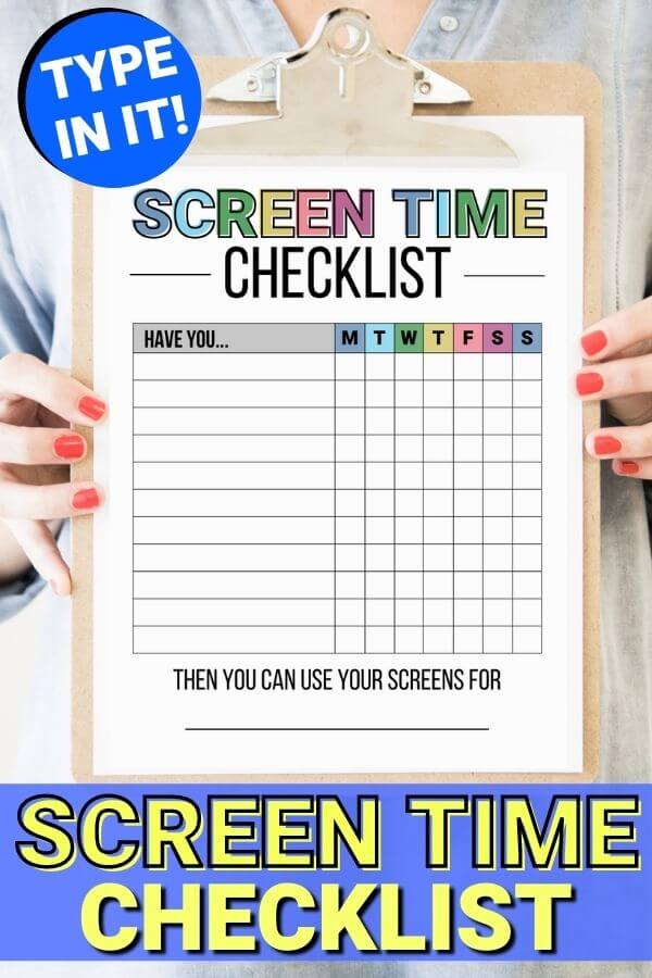 printable screen time rules checklist