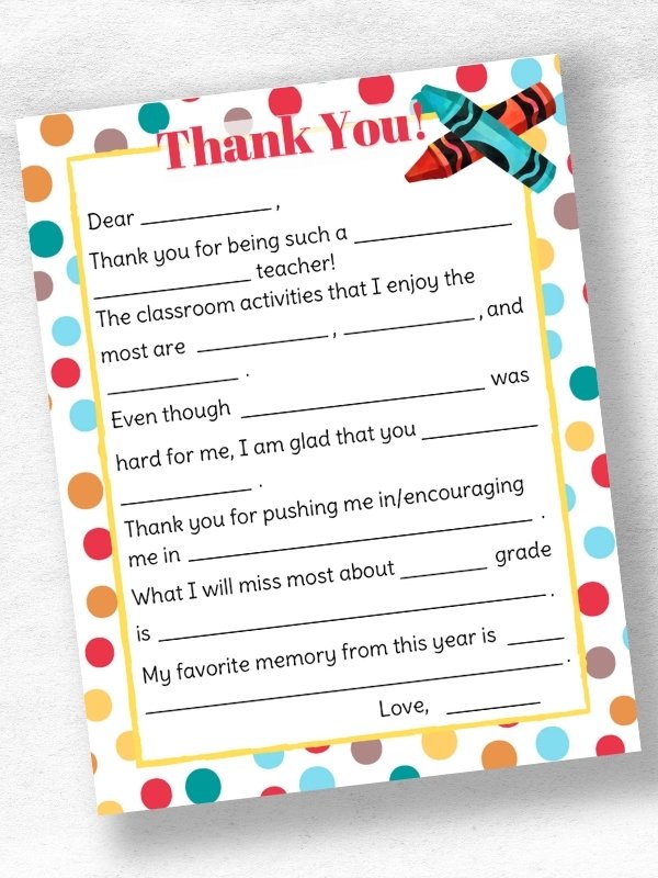 teacher appreciation letter template