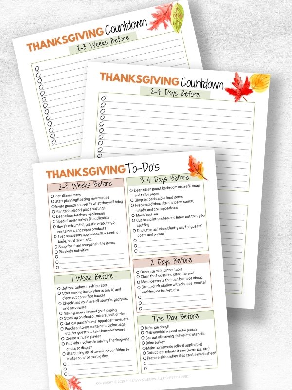Thanksgiving countdown checklist