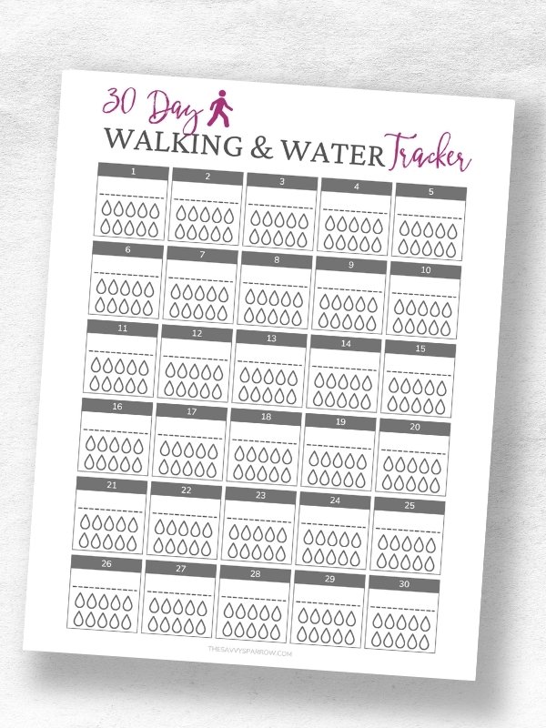 printable walking and water tracker pdf