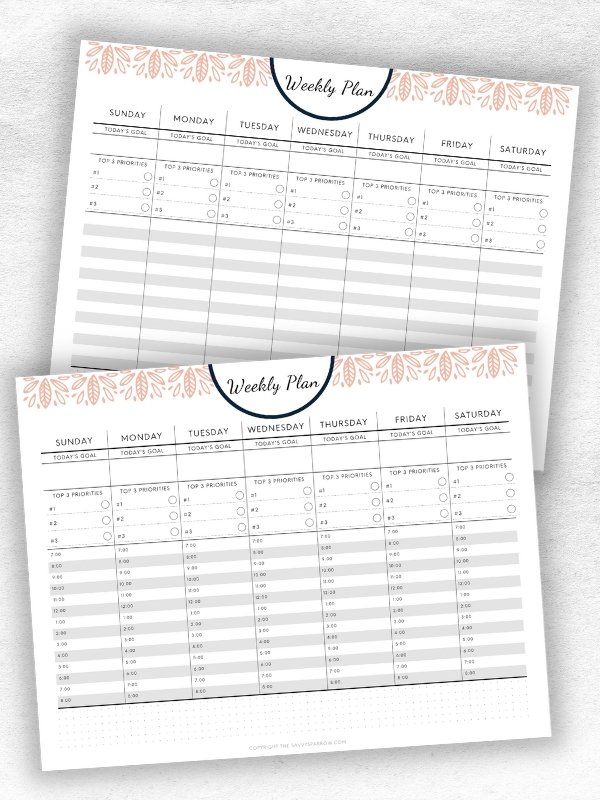 weekly planner templates