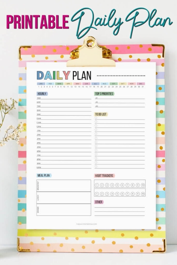 printable daily plan template