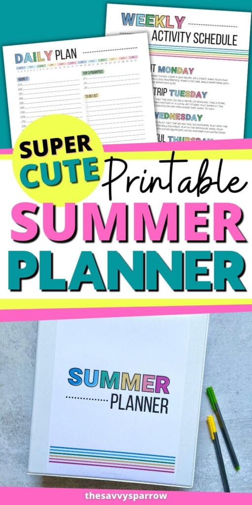 super cute printable Summer planner printable