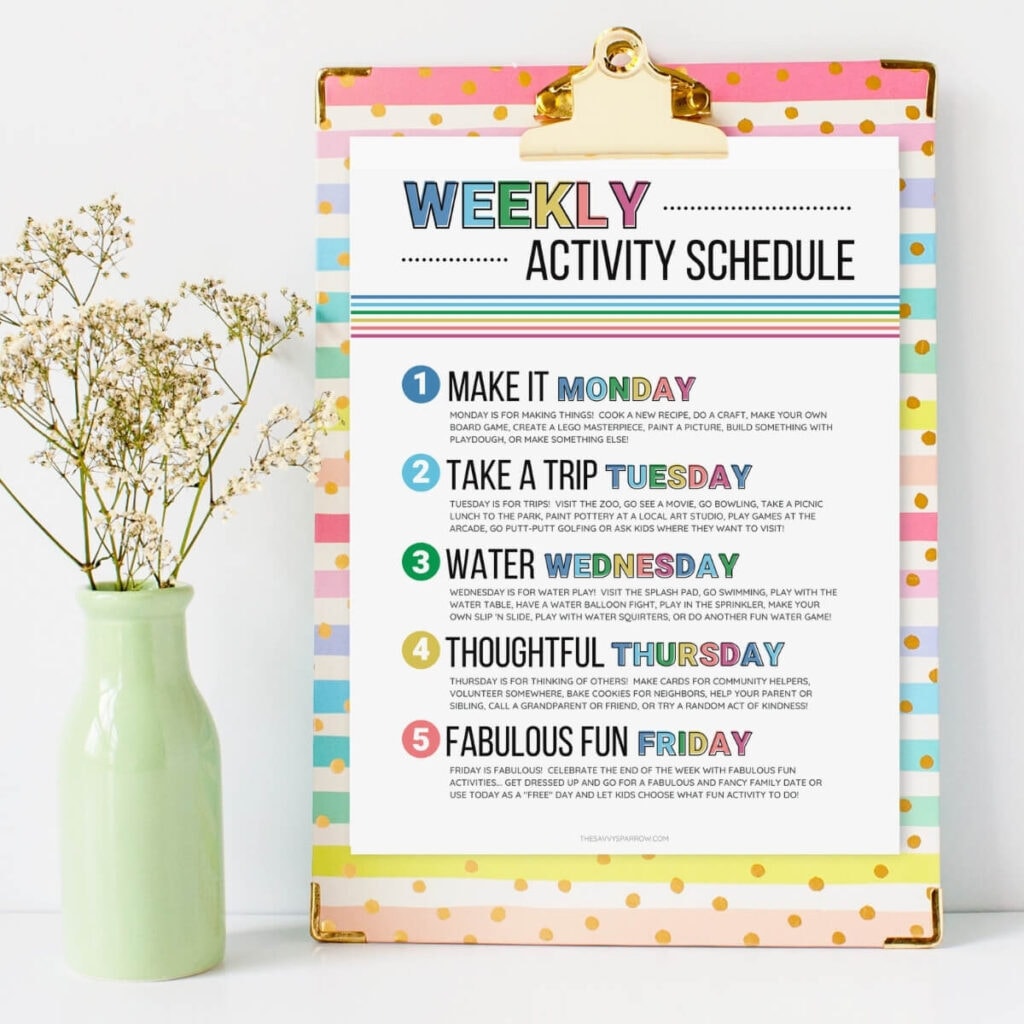 printable weekly summer activity schedule