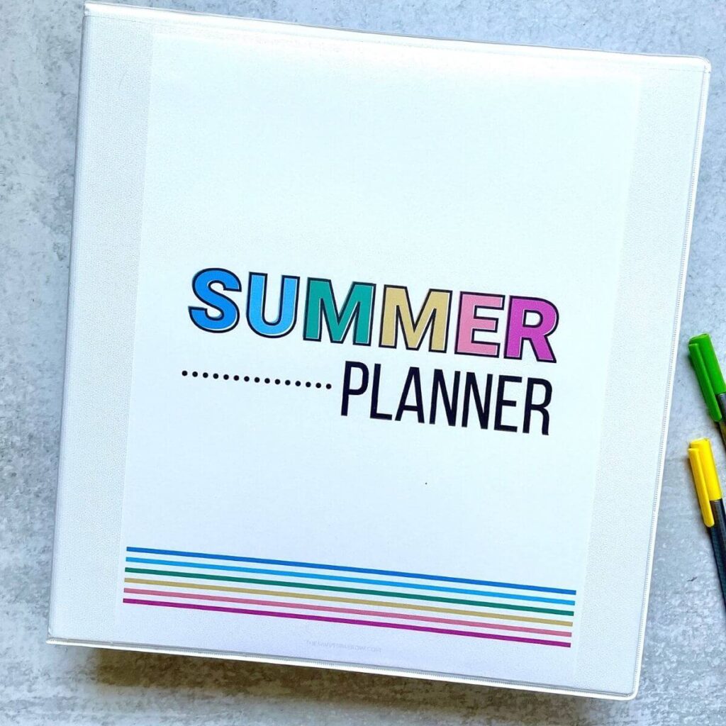 printable summer planner binder cover