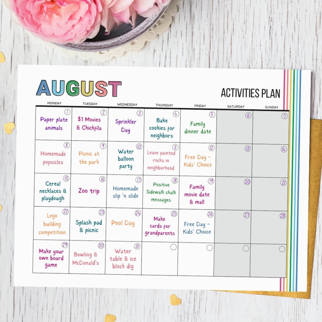 printable summer calendar with kids activities