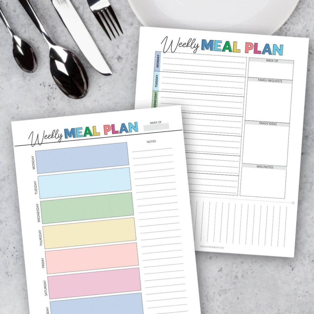weekly meal planner templates