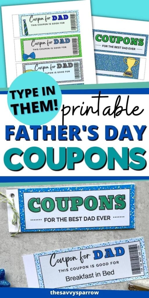 collage of printable Father's Day coupons